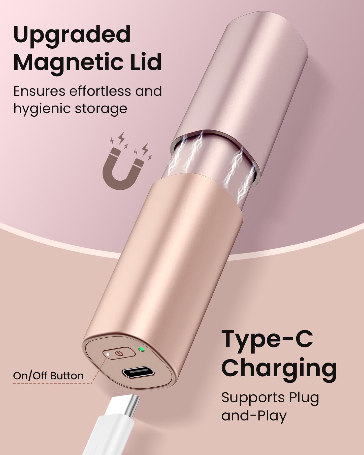 iFANZETECH Rasuradora Facial Mujer Afeitadora Facial: Mini Afeitadora Eléctrica, sin Dolor Elimina el Vello Cara, Labios, Barbilla, Mejillas, Frente, para Premaquillaje, USB-C Recargable, Regalo Mujer