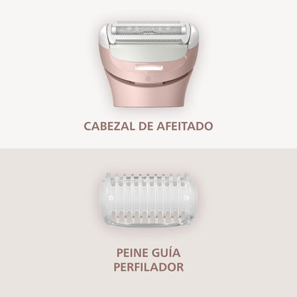 Afeitadora Philips Serie 8000 - Afeitadora sin cable para uso en seco y en mojado, sistema de 3 cuchillas, cabezal de afeitado flexible, luz LED, para las piernas y el cuerpo, Modelo BRL129/00