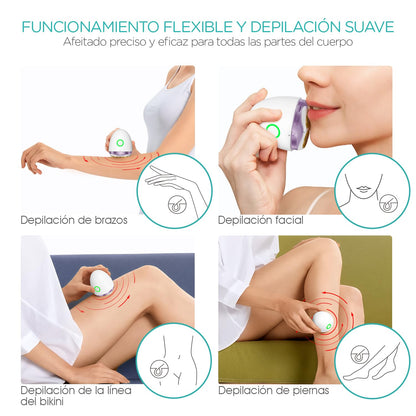 VOGOE Afeitadora Eléctrica Mujer con Cabezal Flotante 3D, Cuchilla Autoafilable y Recargable –Rasuradora Mujer para Piernas, Axilas, Cuerpo, Bikini y Rostro–Para Uso en Seco o en la Ducha Morado ES300