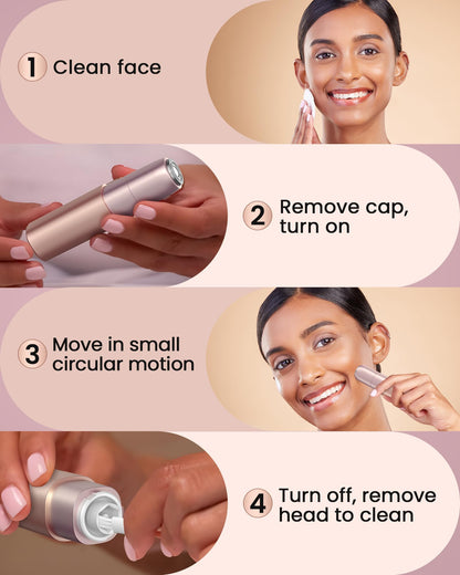 iFANZETECH Rasuradora Facial Mujer Afeitadora Facial: Mini Afeitadora Eléctrica, sin Dolor Elimina el Vello Cara, Labios, Barbilla, Mejillas, Frente, para Premaquillaje, USB-C Recargable, Regalo Mujer