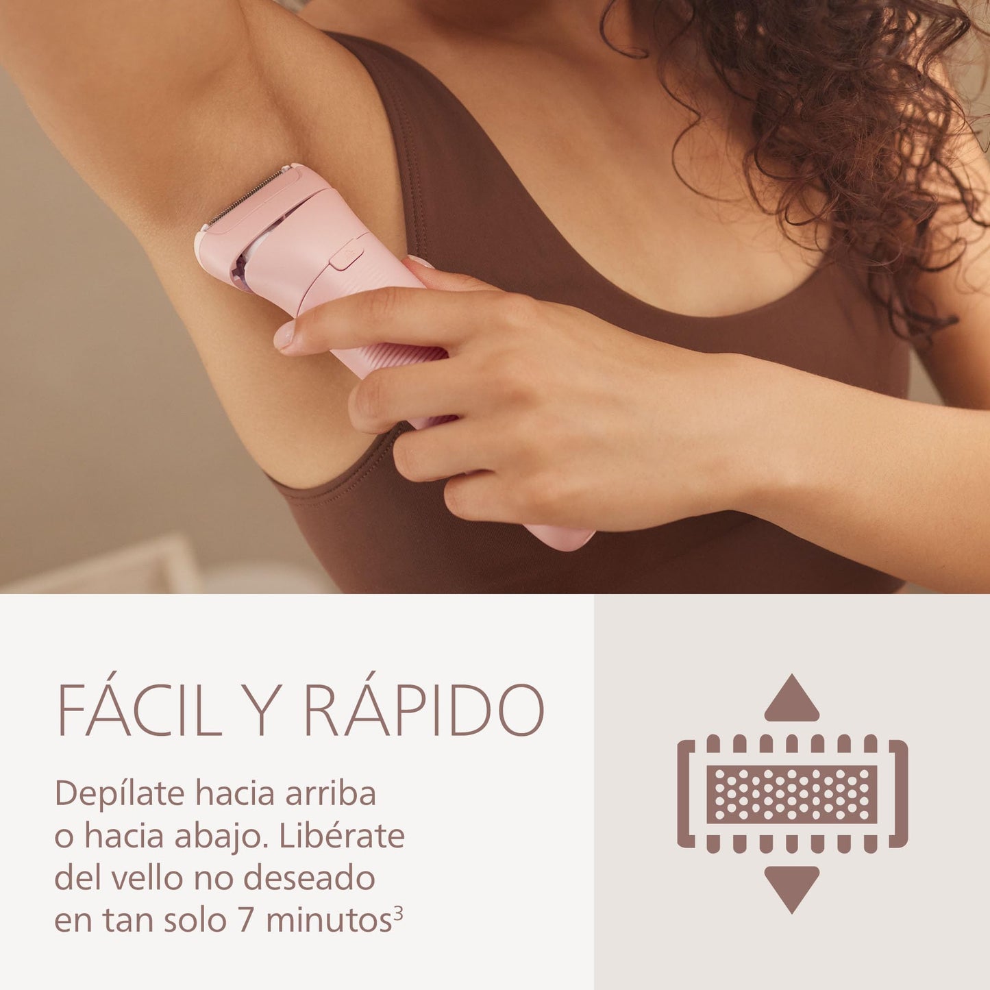 Afeitadora Philips Serie 8000 - Afeitadora sin cable para uso en seco y en mojado, sistema de 3 cuchillas, cabezal de afeitado flexible, luz LED, para las piernas y el cuerpo, Modelo BRL129/00