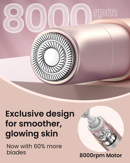 iFANZETECH Rasuradora Facial Mujer Afeitadora Facial: Mini Afeitadora Eléctrica, sin Dolor Elimina el Vello Cara, Labios, Barbilla, Mejillas, Frente, para Premaquillaje, USB-C Recargable, Regalo Mujer